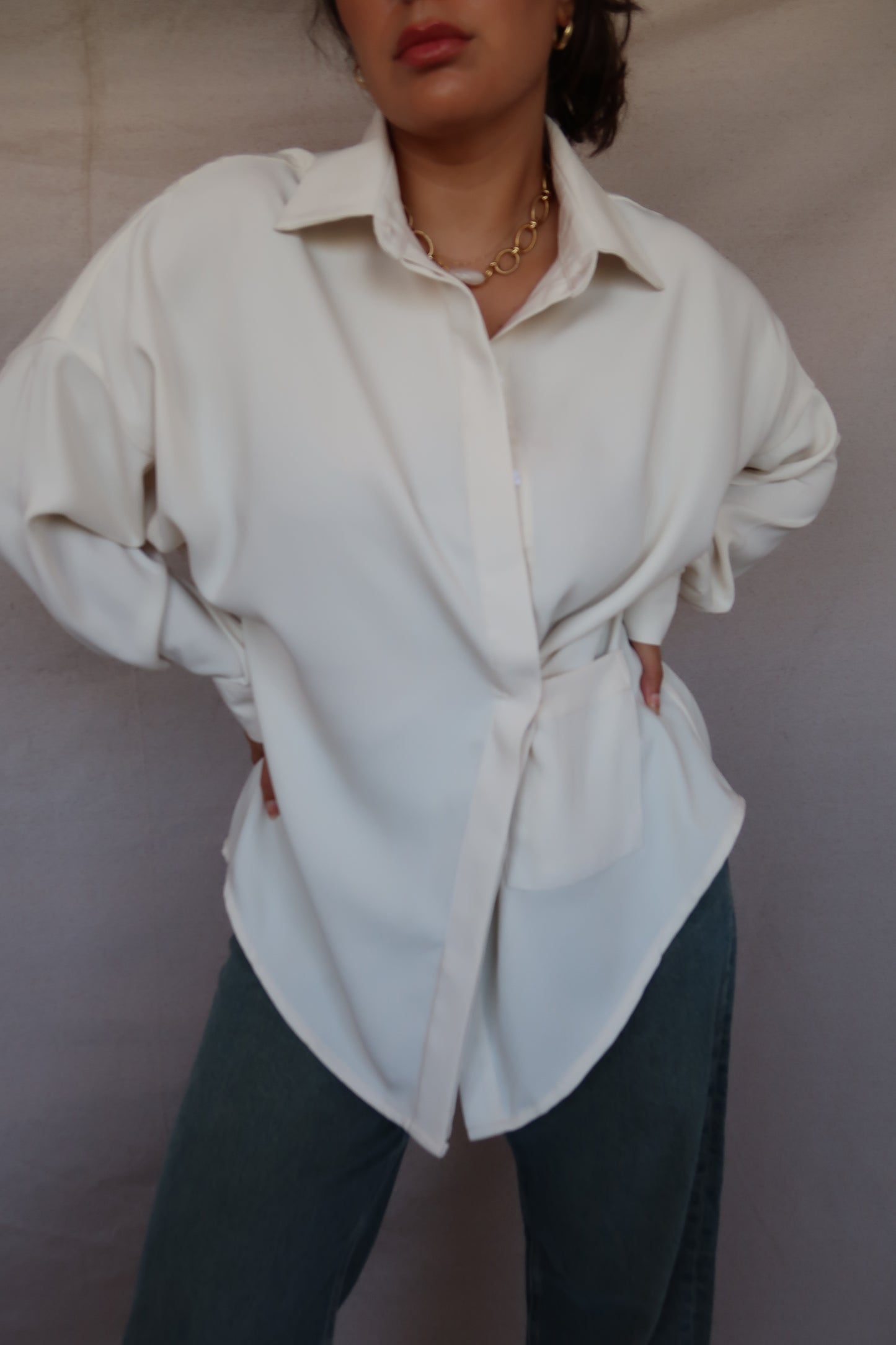 CHEMISE EN SOIE - ÉCRU