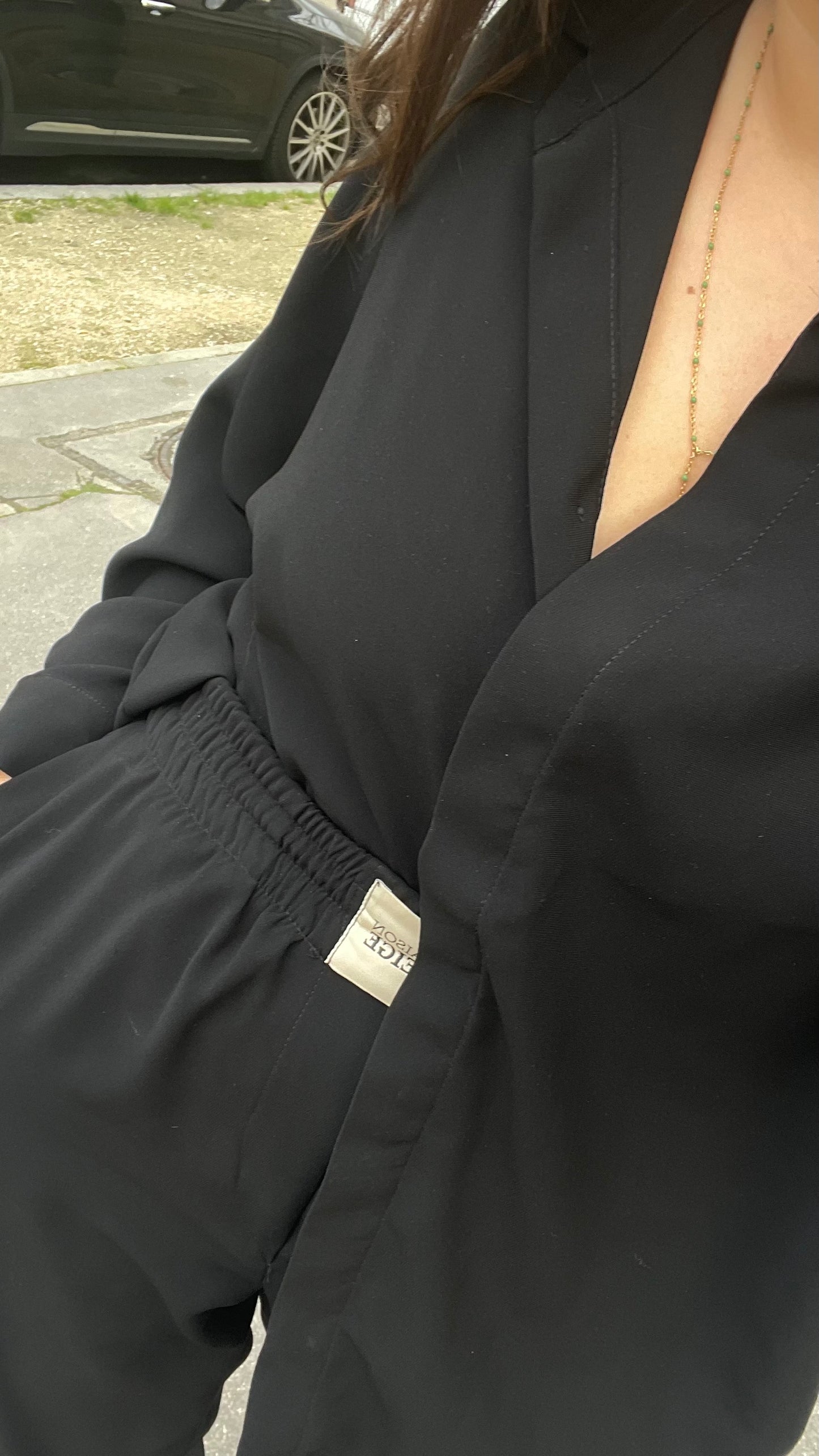 Set Chemise et pantalon en crêpe de soie noir