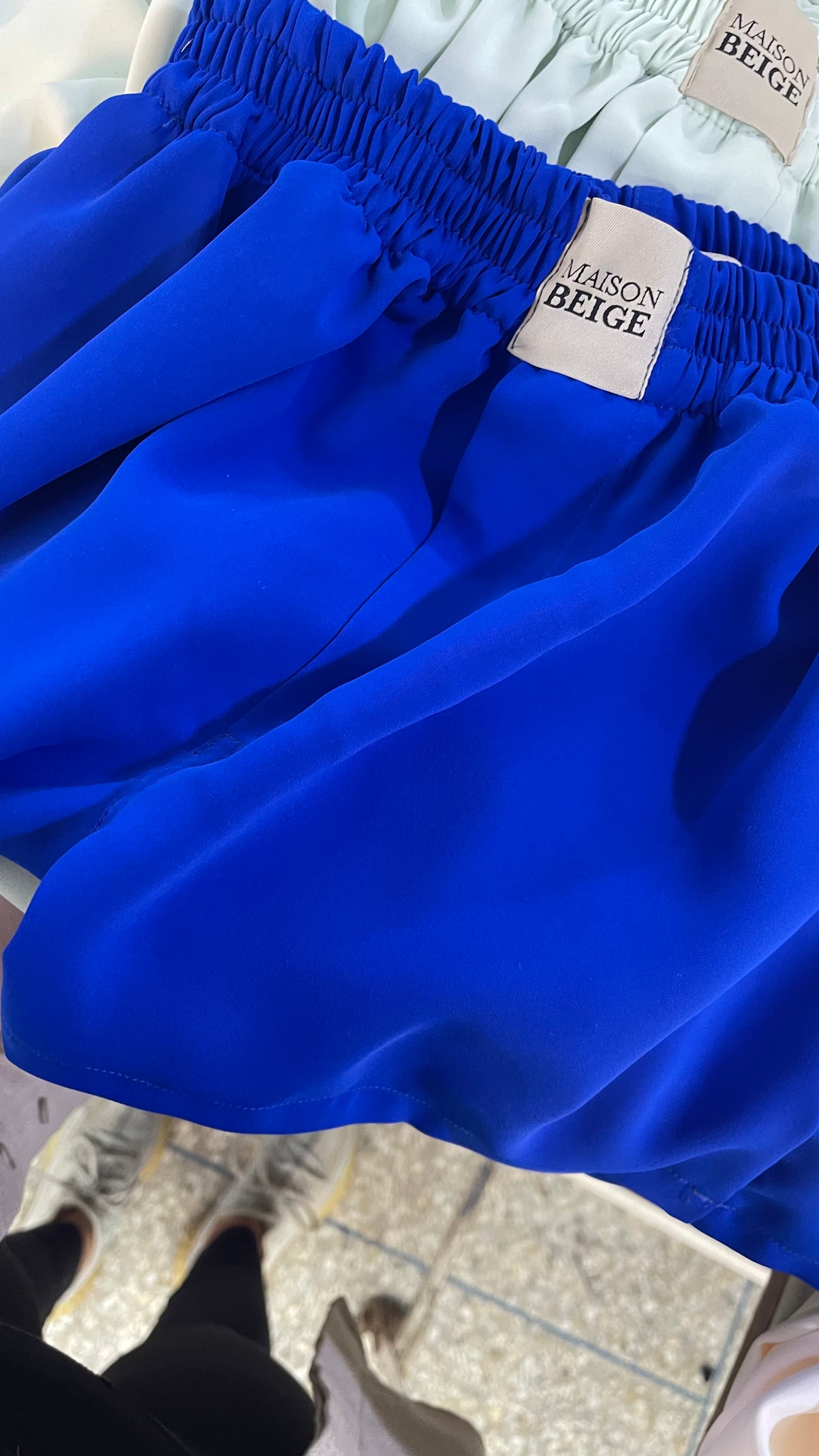 SHORT EN SOIE BLEU MAJORELLE "BOXER"