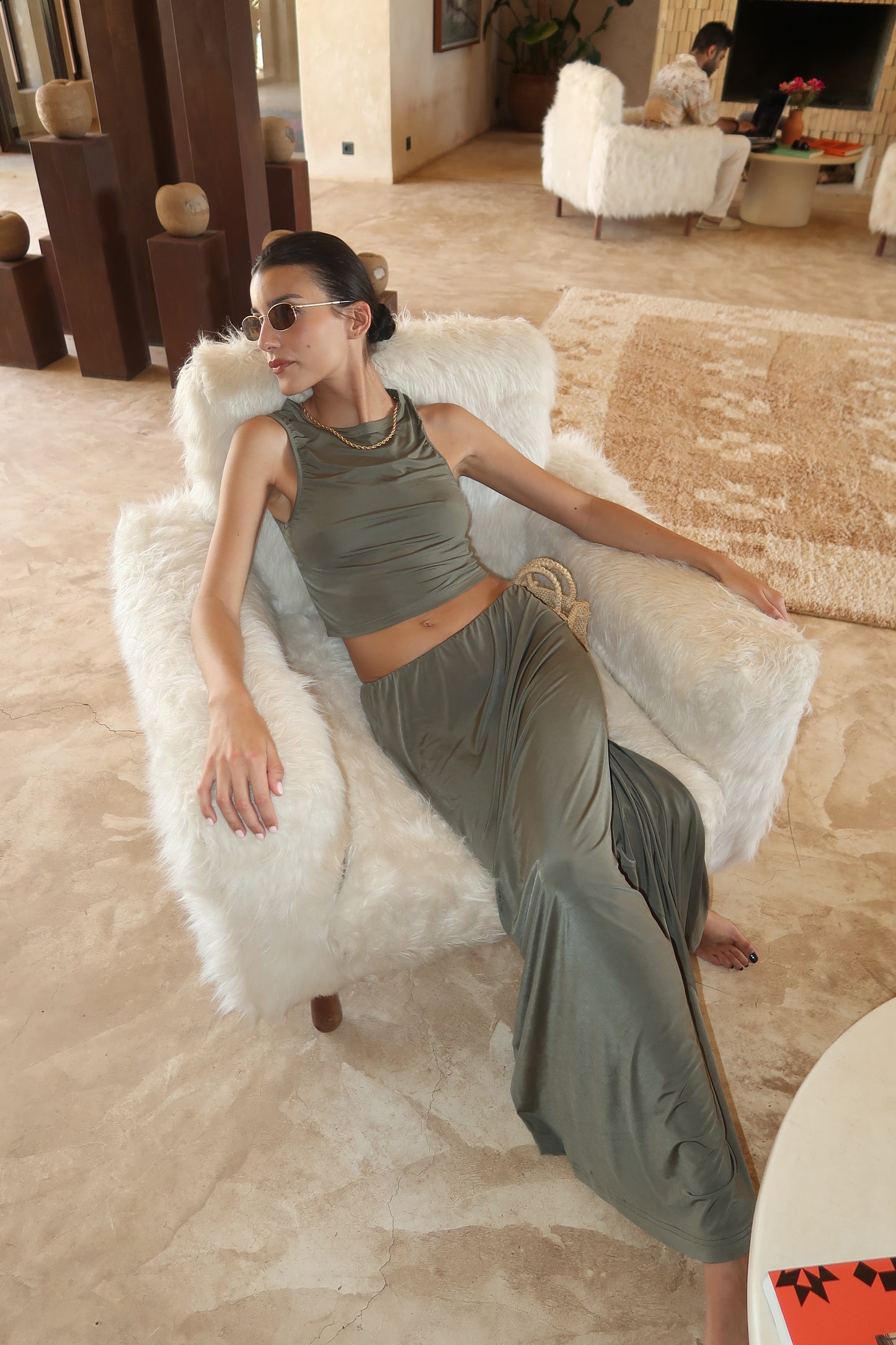 Set top et jupe - Kaki