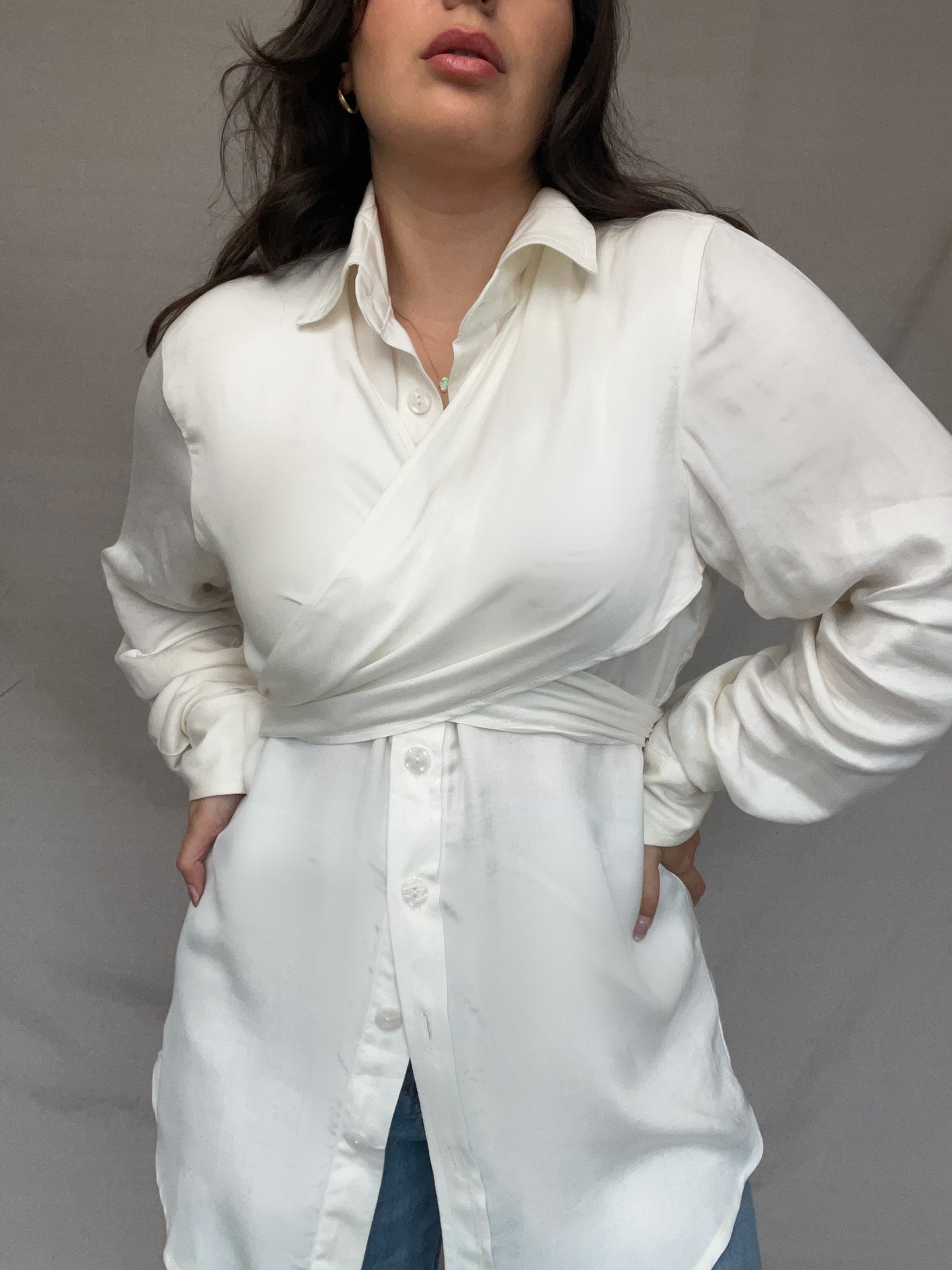 CHEMISE BLANCHE "FOLD & TIE" 100% COTON