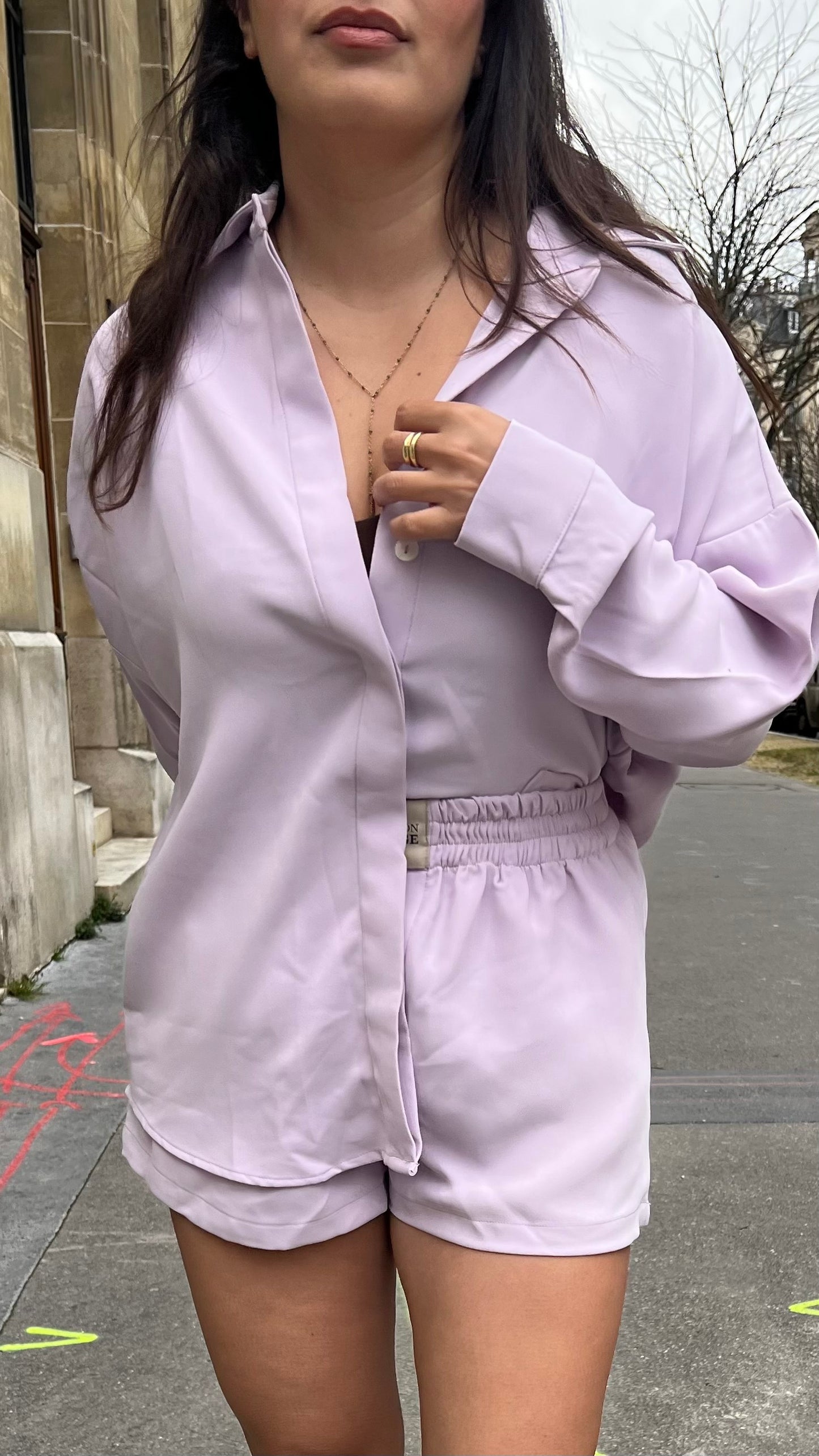 SET CHEMISE & SHORT EN SOIE - "LILA"