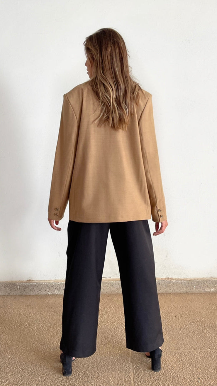 BLAZER BEIGE OVERSIZE 100% LAINE - "MONIQUE"