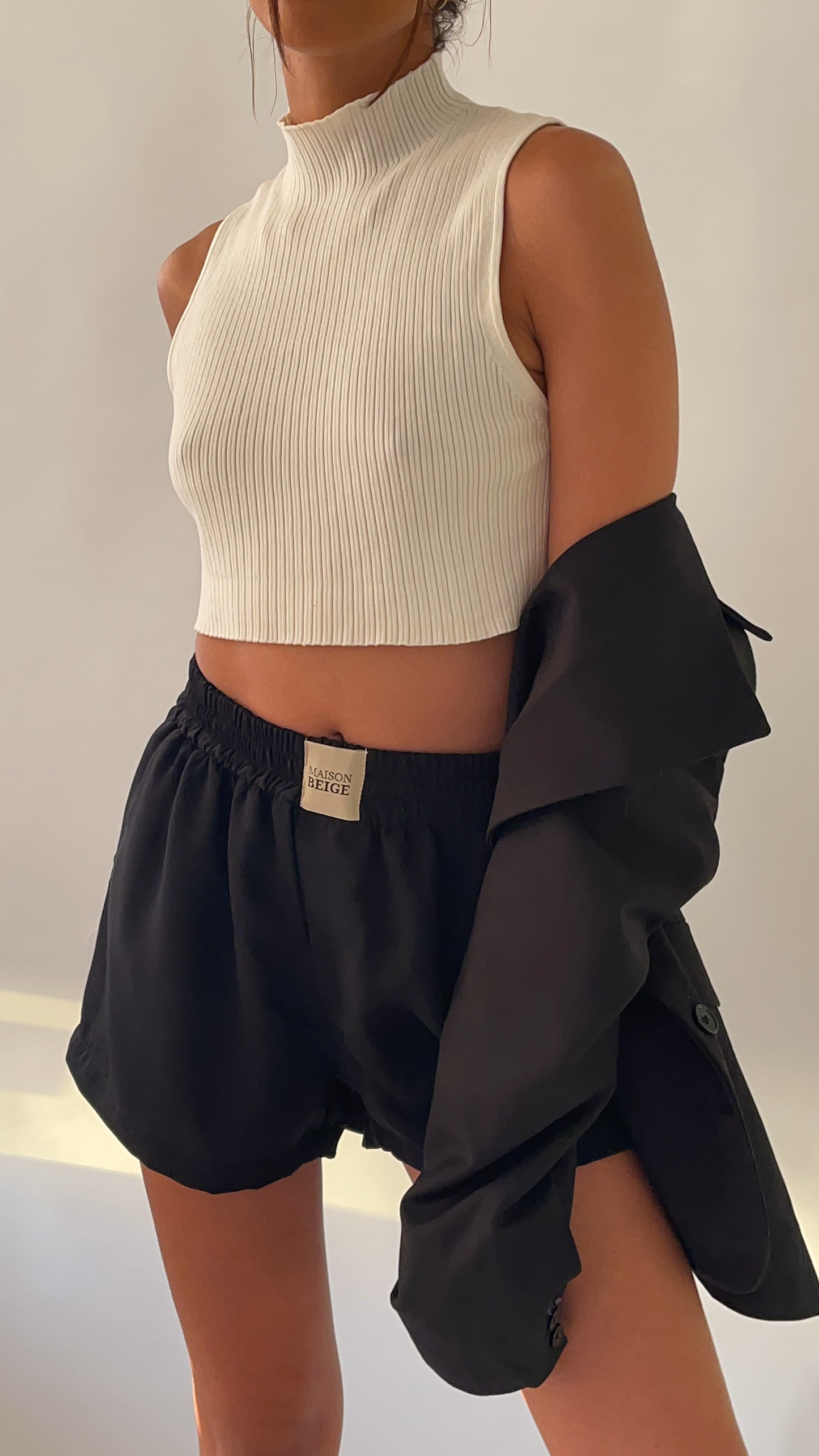 SHORT EN SOIE NOIR "BOXER"