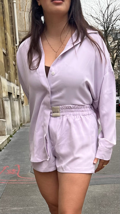 SET CHEMISE & SHORT EN SOIE - "LILA"