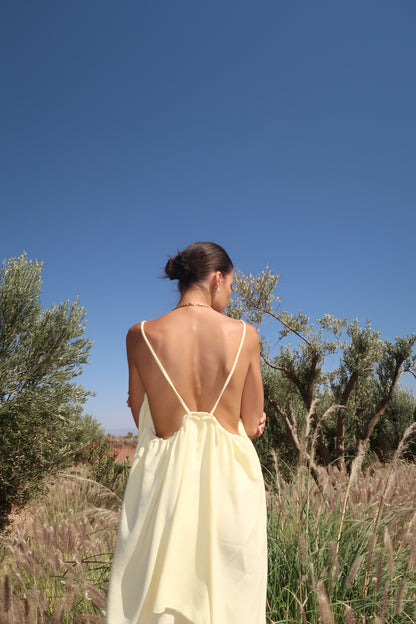 ROBE COURTE DOS NU JAUNE - "PIOUPIOU"