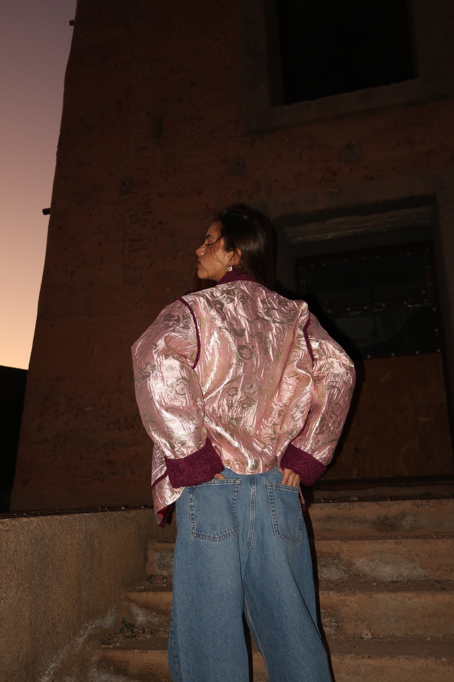 VESTE EN BROCARD - "MIDNIGHT ROSE"