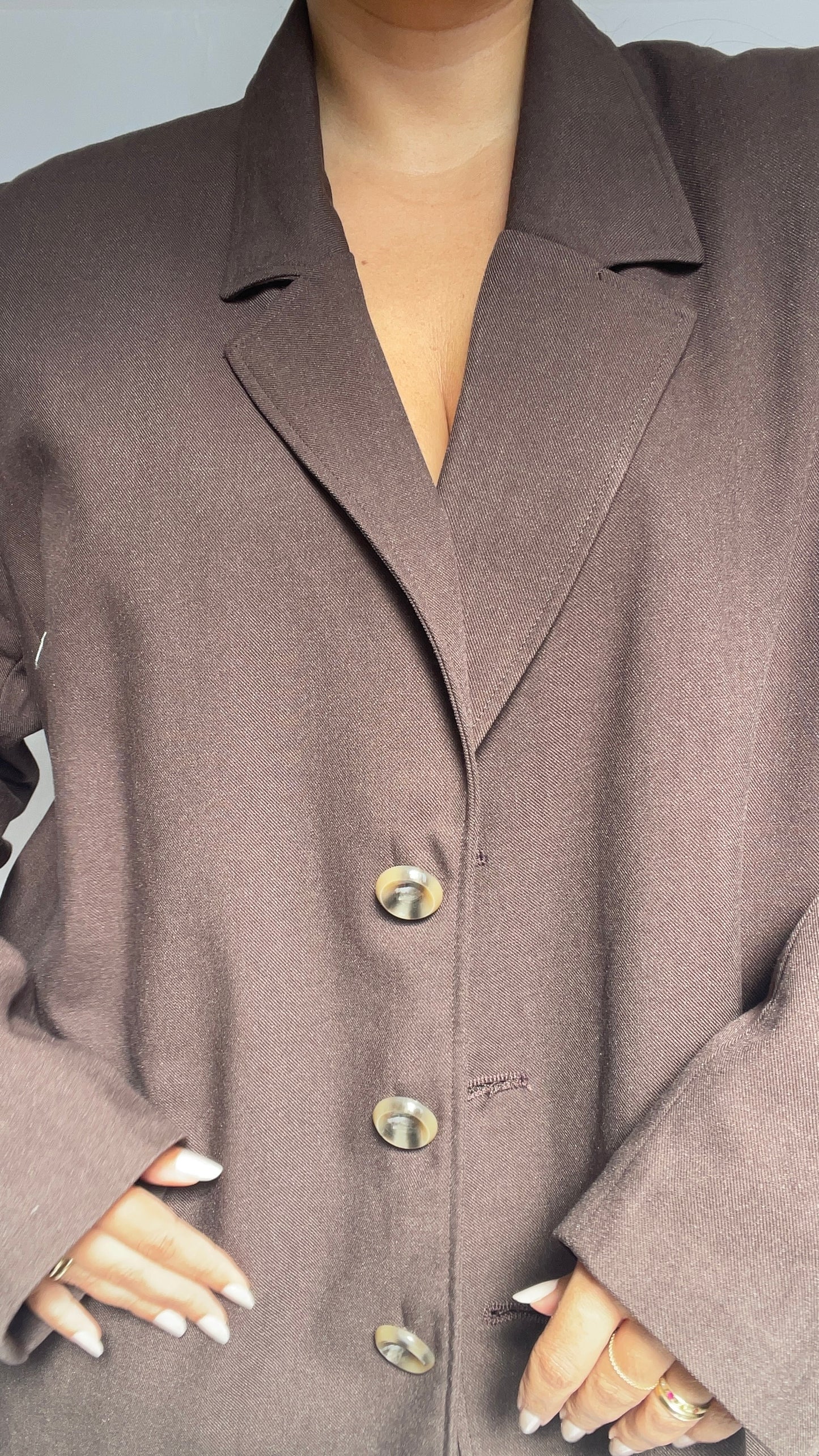 BLAZER MARRON OVERSIZE EN LAINE - "JACKIE"