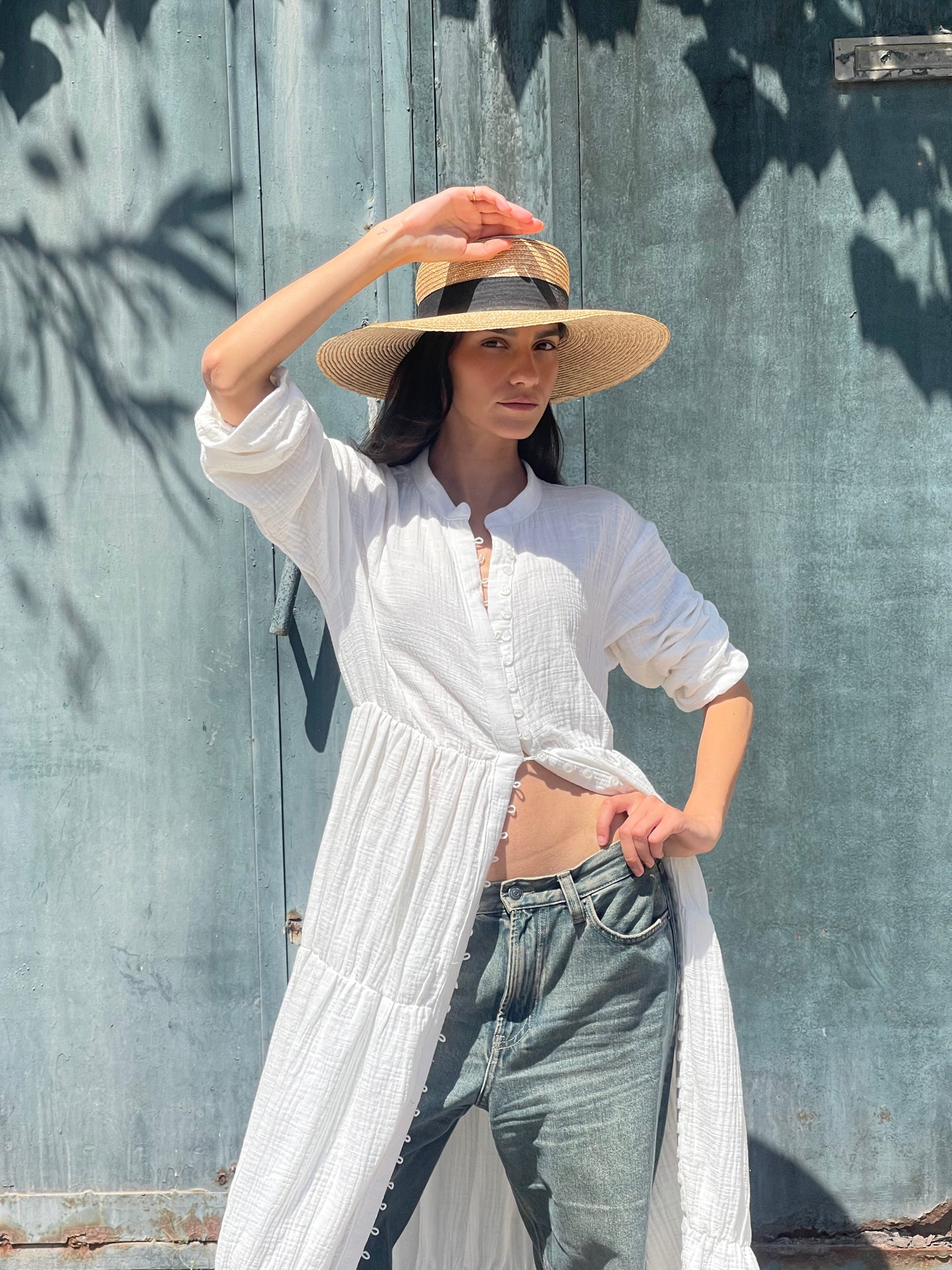 Robe en gaze de coton - LOUISE Blanche