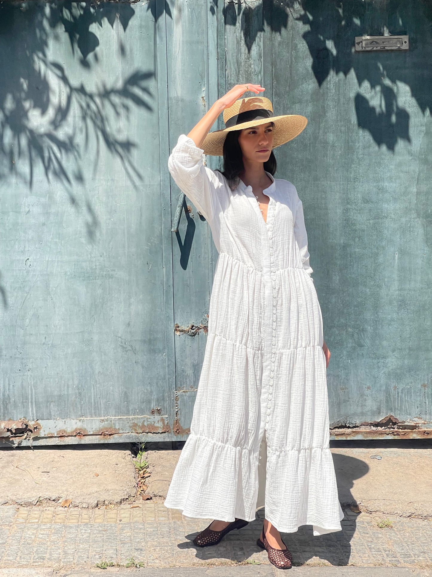 Robe en gaze de coton - LOUISE Blanche