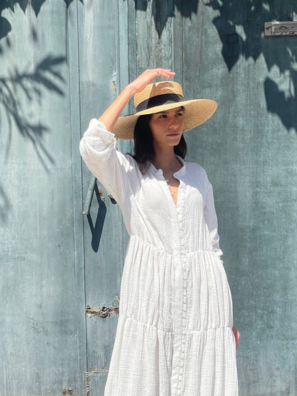 Robe en gaze de coton - LOUISE Blanche