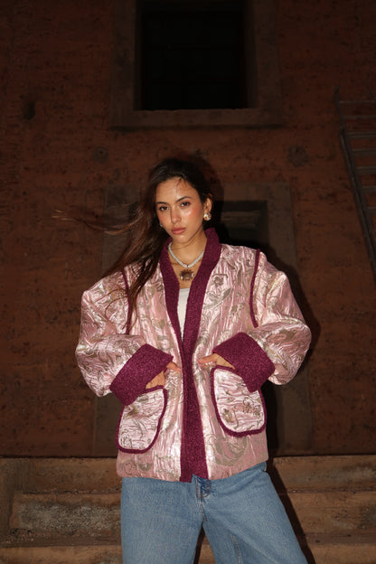 VESTE EN BROCARD - "MIDNIGHT ROSE"