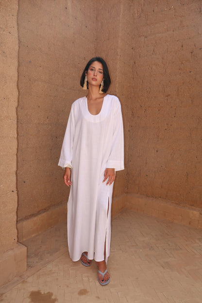 Robe en lin manches longues - Ulysse Blanche