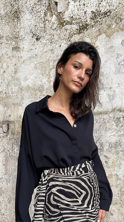 CHEMISE EN SOIE - "BLACK"
