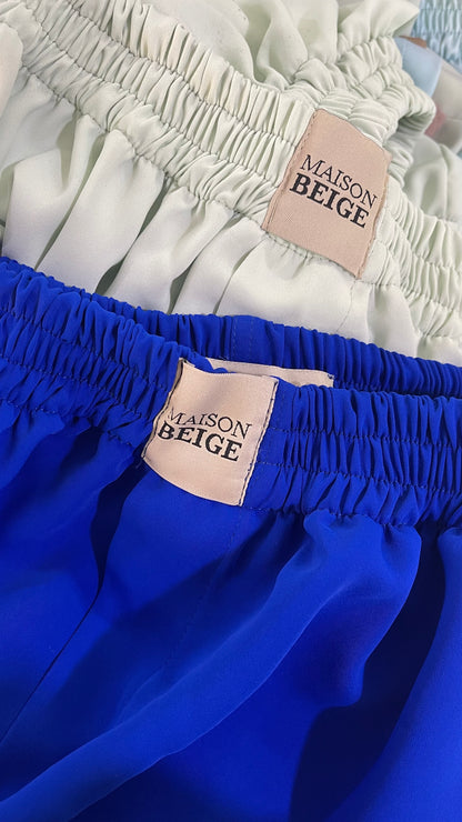 SHORT EN SOIE BLEU MAJORELLE "BOXER"