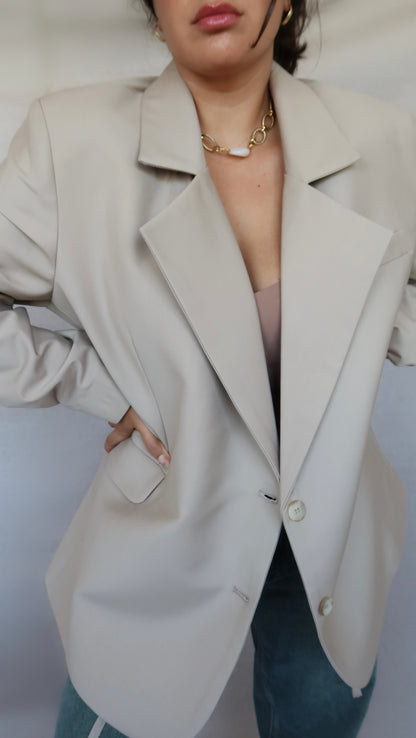 BLAZER BEIGE OVERSIZE EN LAINE MÉLANGÉE