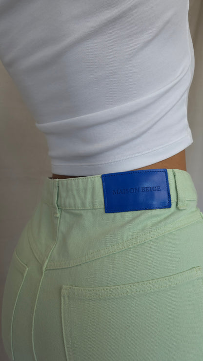JEAN - PANTALON DENIM VERT EAU