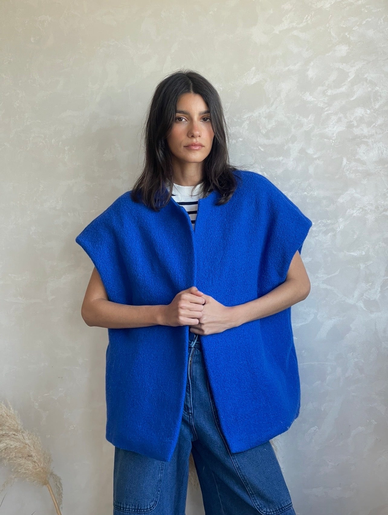 GILET EN LAINE - "BLEU DE MARRAKECH"