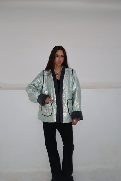 VESTE EN BROCARD - "DAWN BLUE"