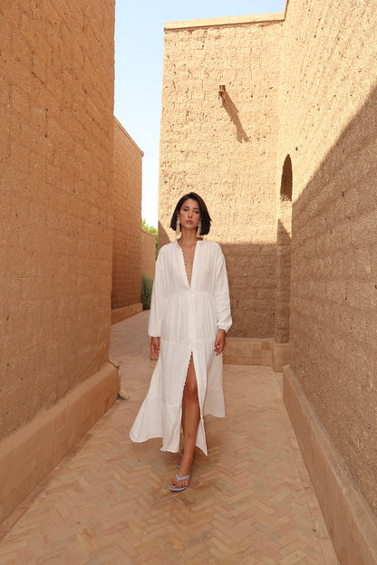Robe en gaze de coton - LOUISE Blanche