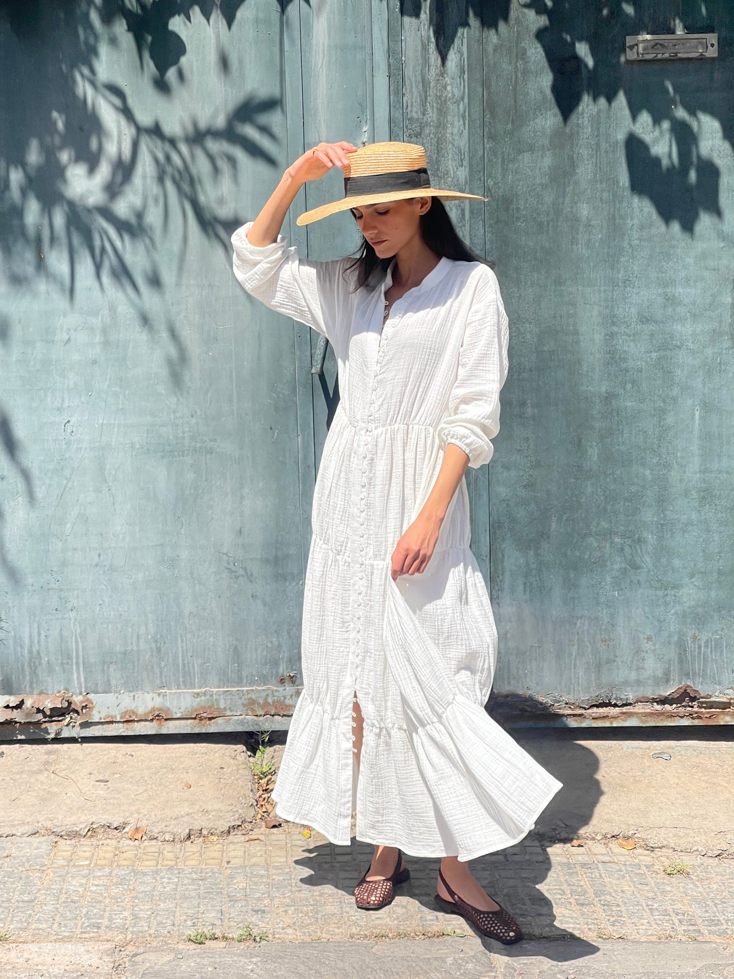 Robe en gaze de coton - LOUISE Blanche