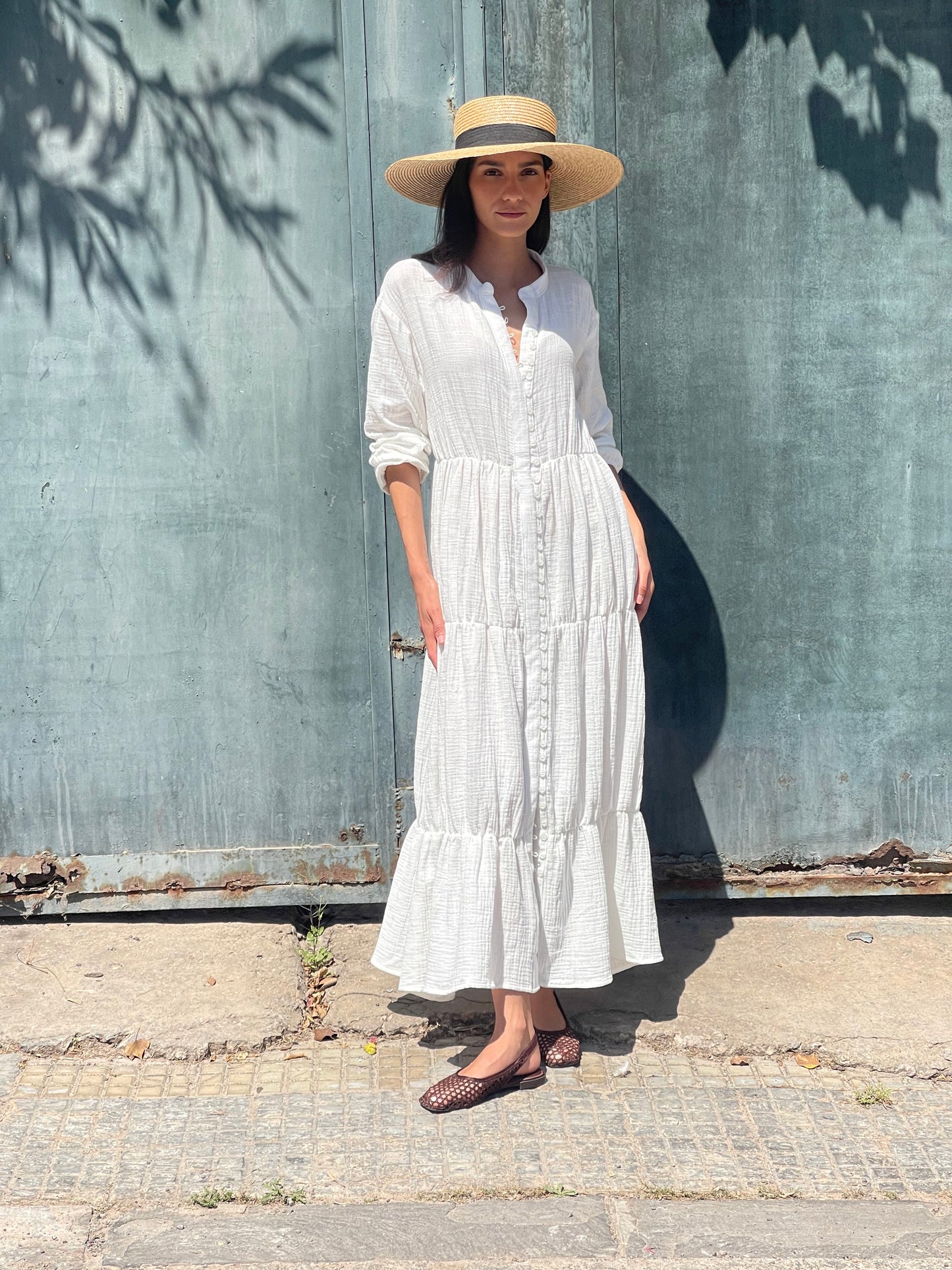 Robe en gaze de coton - LOUISE Blanche