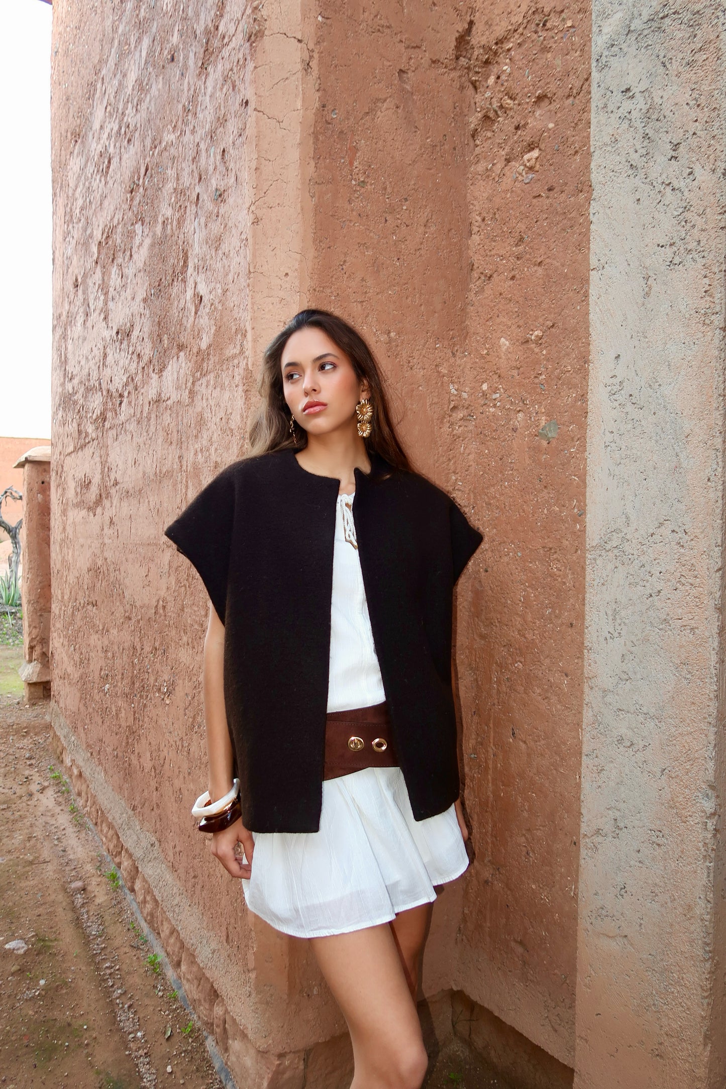GILET EN LAINE - "MARRON PRESQUE NOIR"