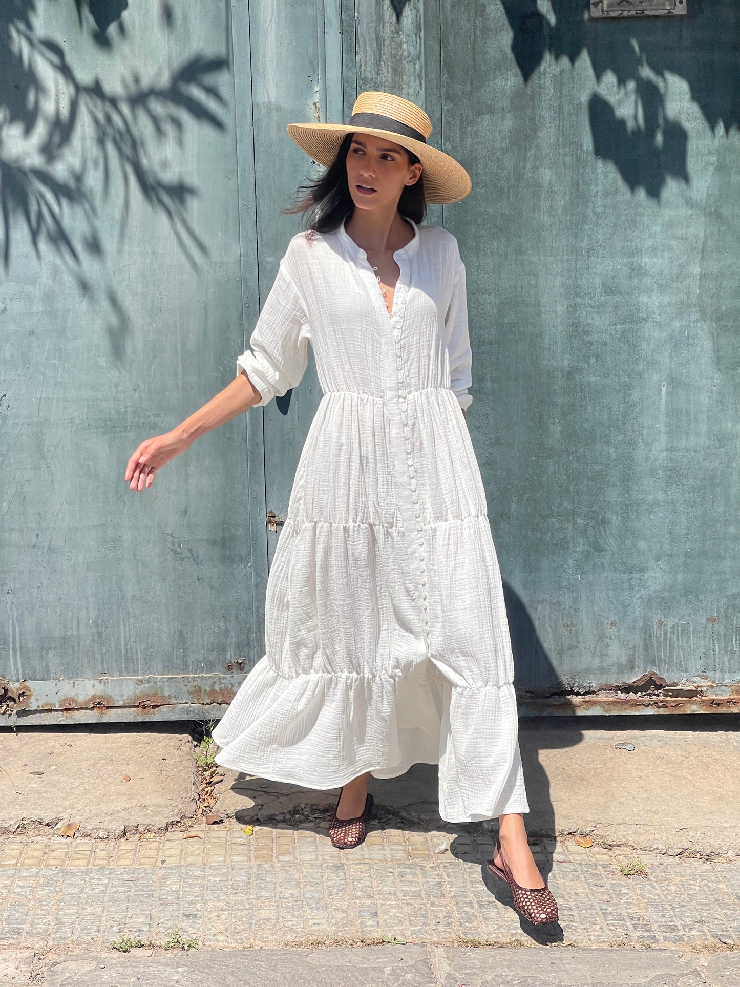 Robe en gaze de coton - LOUISE Blanche