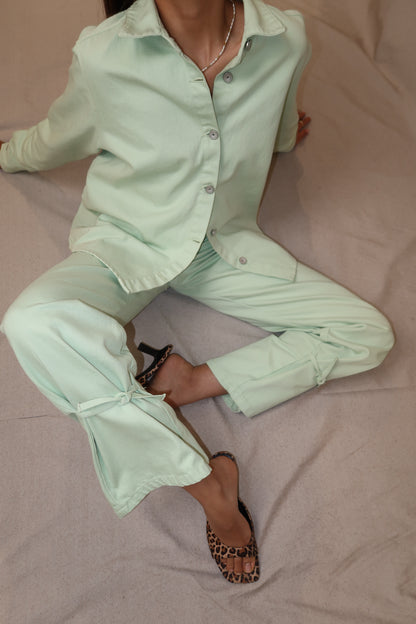 JEAN - PANTALON DENIM VERT EAU