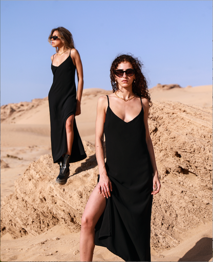 ROBE DOS NU EN SOIE NOIRE - "CRUISE"