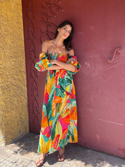 Robe en lin manches détachables- CASABLANCA