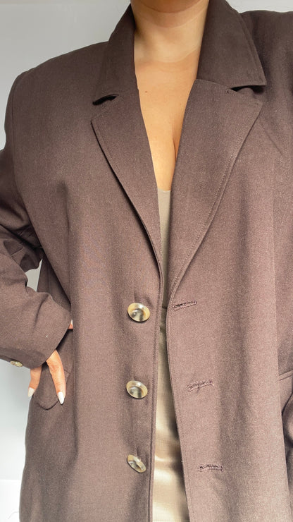 BLAZER MARRON OVERSIZE EN LAINE - "JACKIE"