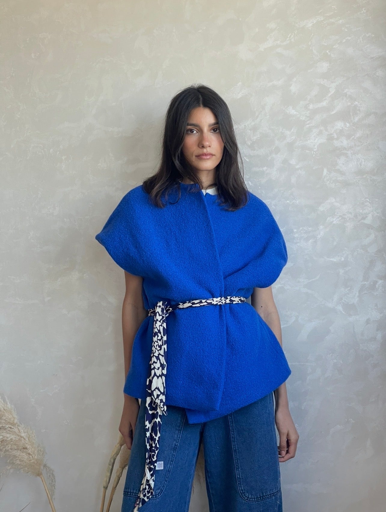 GILET EN LAINE - "BLEU DE MARRAKECH"