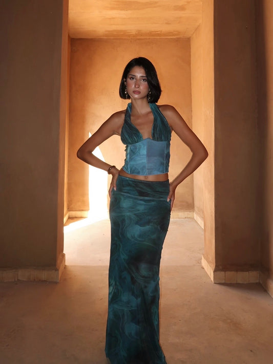 Corset fait main - Vesper Blue
