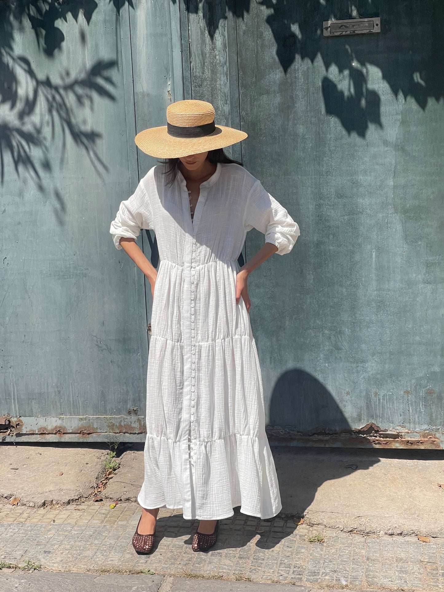 Robe en gaze de coton - LOUISE Blanche