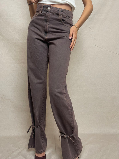 JEAN - PANTALON DENIM MARRON HOT COCO