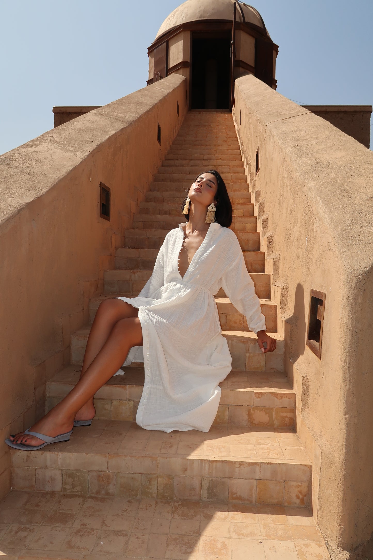 Robe en gaze de coton - LOUISE Blanche