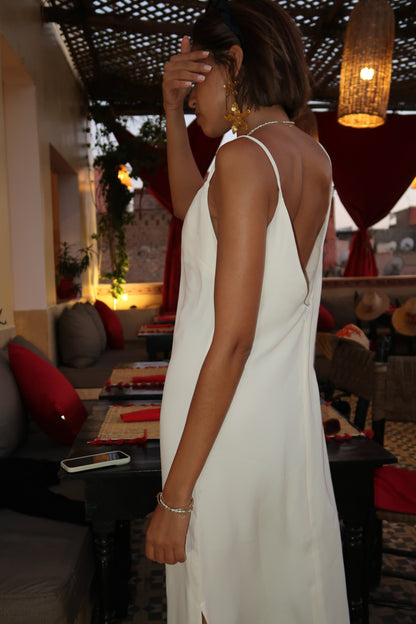 ROBE DOS NU EN SOIE BLANCHE - "CRUISE"