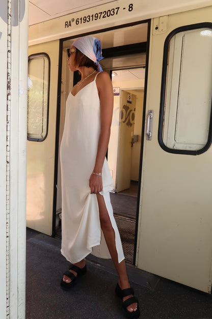 ROBE DOS NU EN SOIE BLANCHE - "CRUISE"