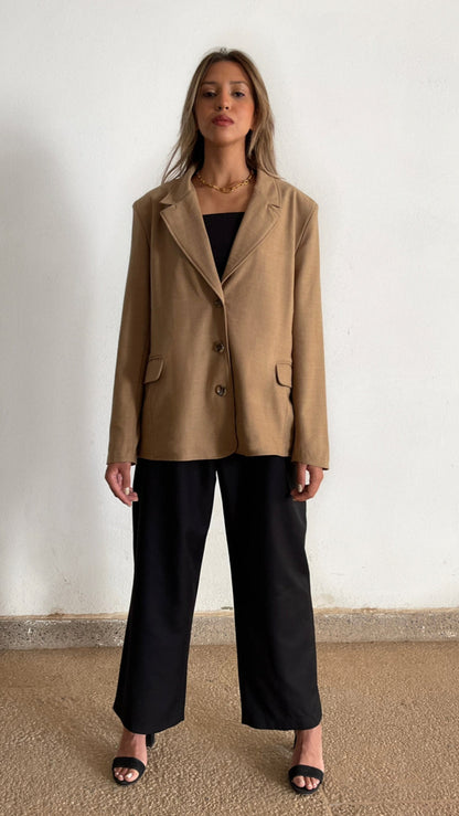 BLAZER BEIGE OVERSIZE 100% LAINE - "MONIQUE"