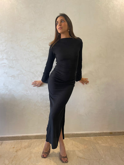ROBE EN MAILLE NOIRE - "HOURGLASS"