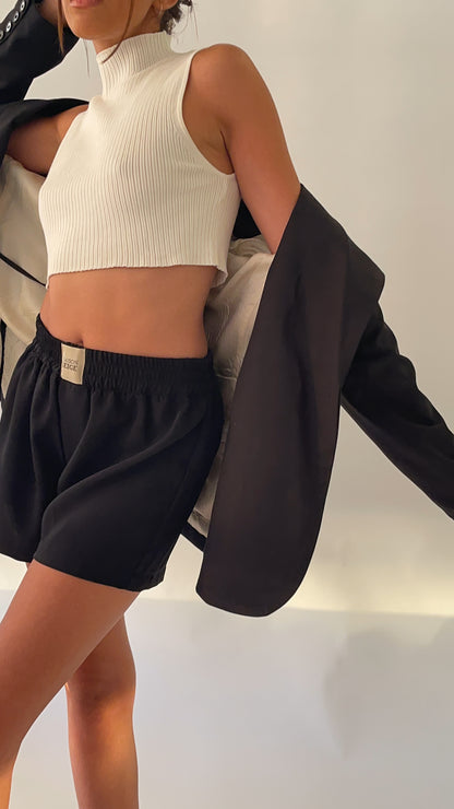 SHORT EN SOIE NOIR "BOXER"