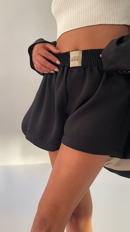SHORT EN SOIE NOIR "BOXER"
