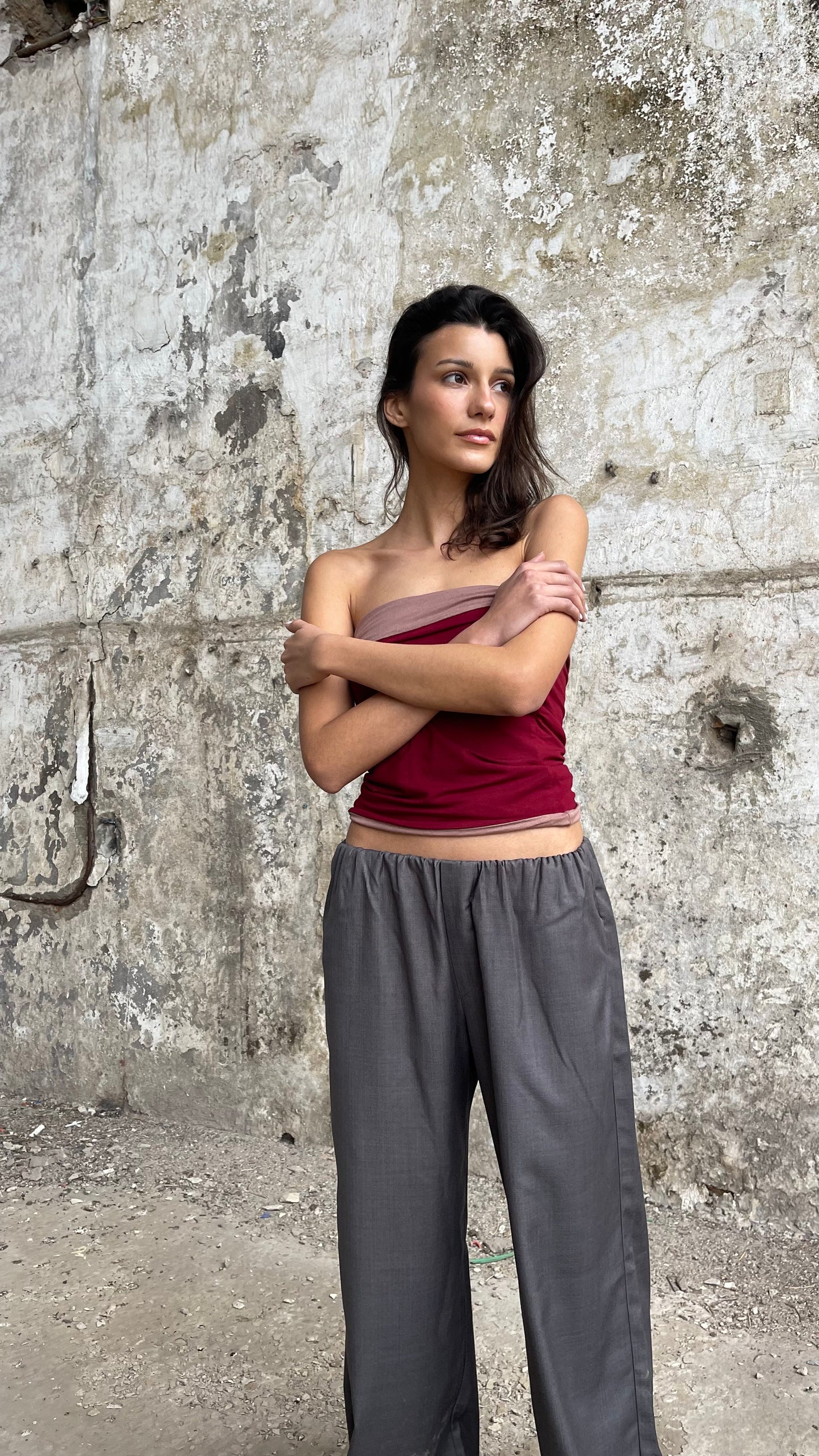 PANTALON À CEINTURE INVISIBLE GRIS - « LAYLOW »
