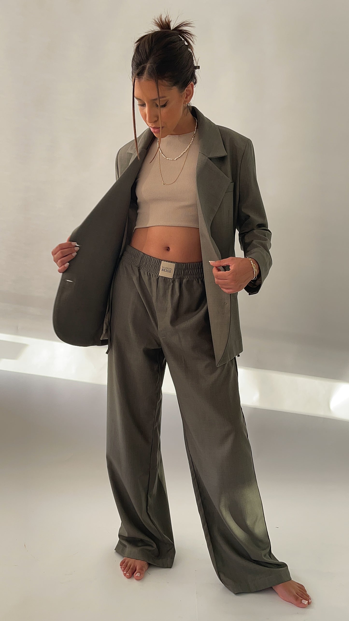 PANTALON EXTENSIBLE - "DEEP MATCHA"