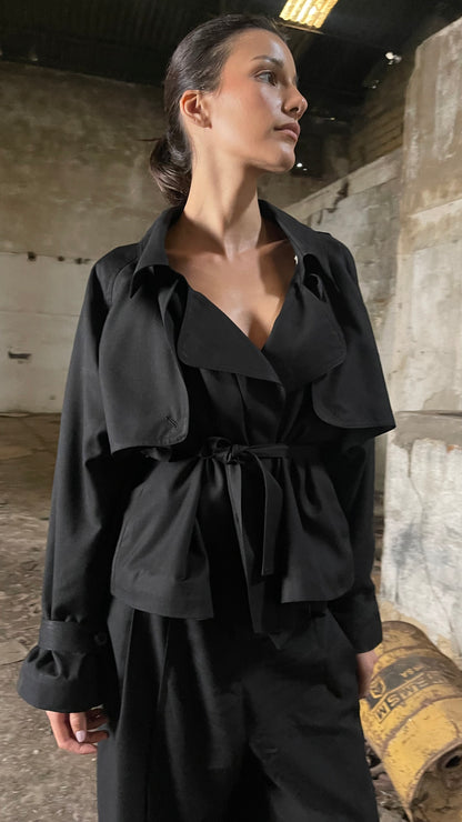 VESTE MINI TRENCH NOIRE - "LE JOE"
